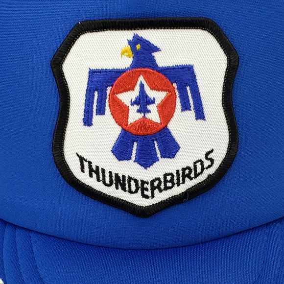 USAF ThunderBirds Vintage Trucker Hat Snapback Cap F-16 Air Force Military Patch - Picture 2 of 7